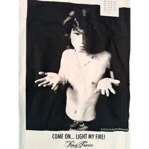 Jim Morrison Light My Fire! T-Shirt Unisex Size L Slim Fit 100% Cott Cuffed